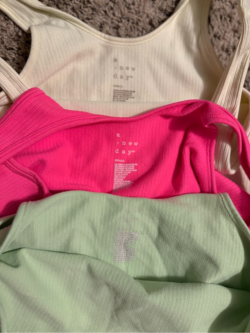 a new day Ribbed Active Scoop Tanks in Hot Pink, Pale Yellow & Key Lime - Picture 6 of 6